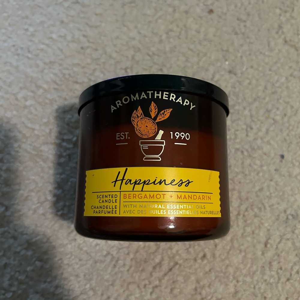 RARE🔥 USED Bath and Body Works Happiness Bergamot and Mandarin 3-Wick Candle